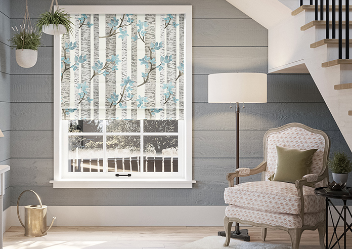 Birch Tree Velvet, Sky Blue - Roman Blind - Image 3